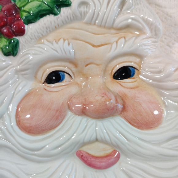 Fitz and Floyd Holiday Toyland Santa Face Canape Plate Christmas 2003 In Box - Picture 4 of 11